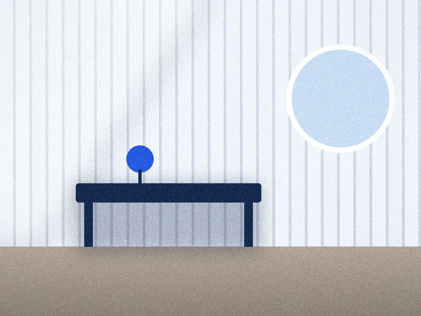 Illustrative finished interior with a slatted wall